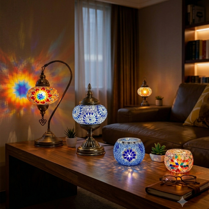 Handmade Turkish mosaic lamp